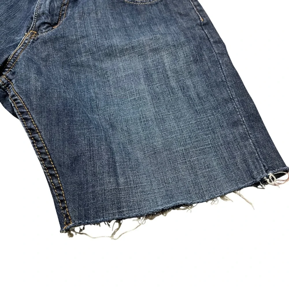 Levi's 527 Cut-Off Denim Shorts Mens 30‎ Dark Wash Raw Hem Jorts Blue